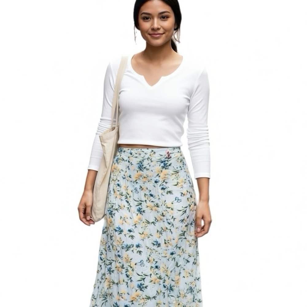 New American Eagle Cottage Floral High Rise Maxi Skirt Multi Womens Sz XS